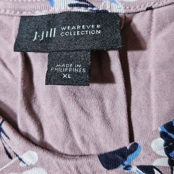 J Jill Wearever V-Neck Floral Back Pleat Short Sleeve Tunic Top Size XL - Picture 6 of 9